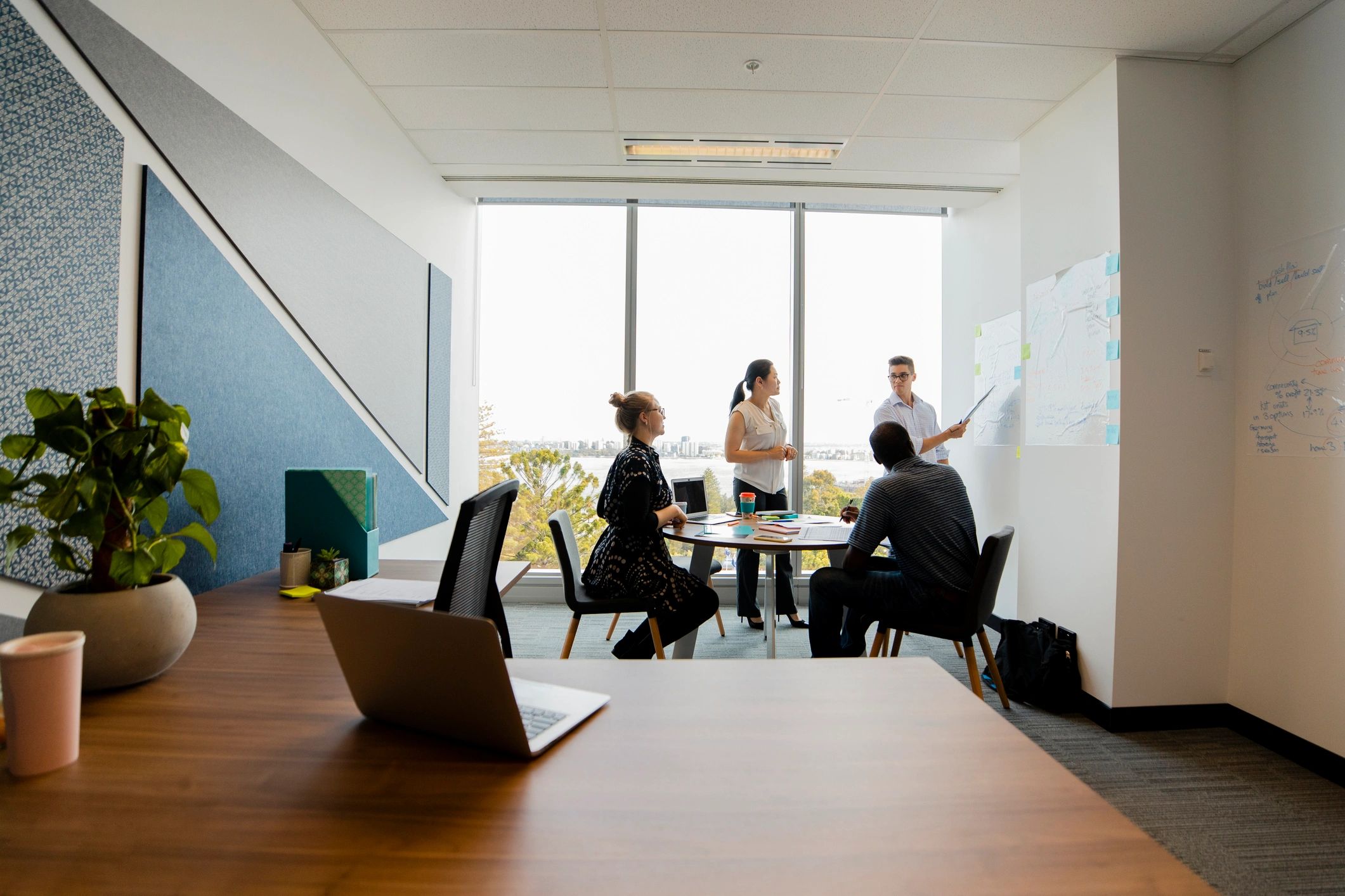 Strategy team meeting in a modern office