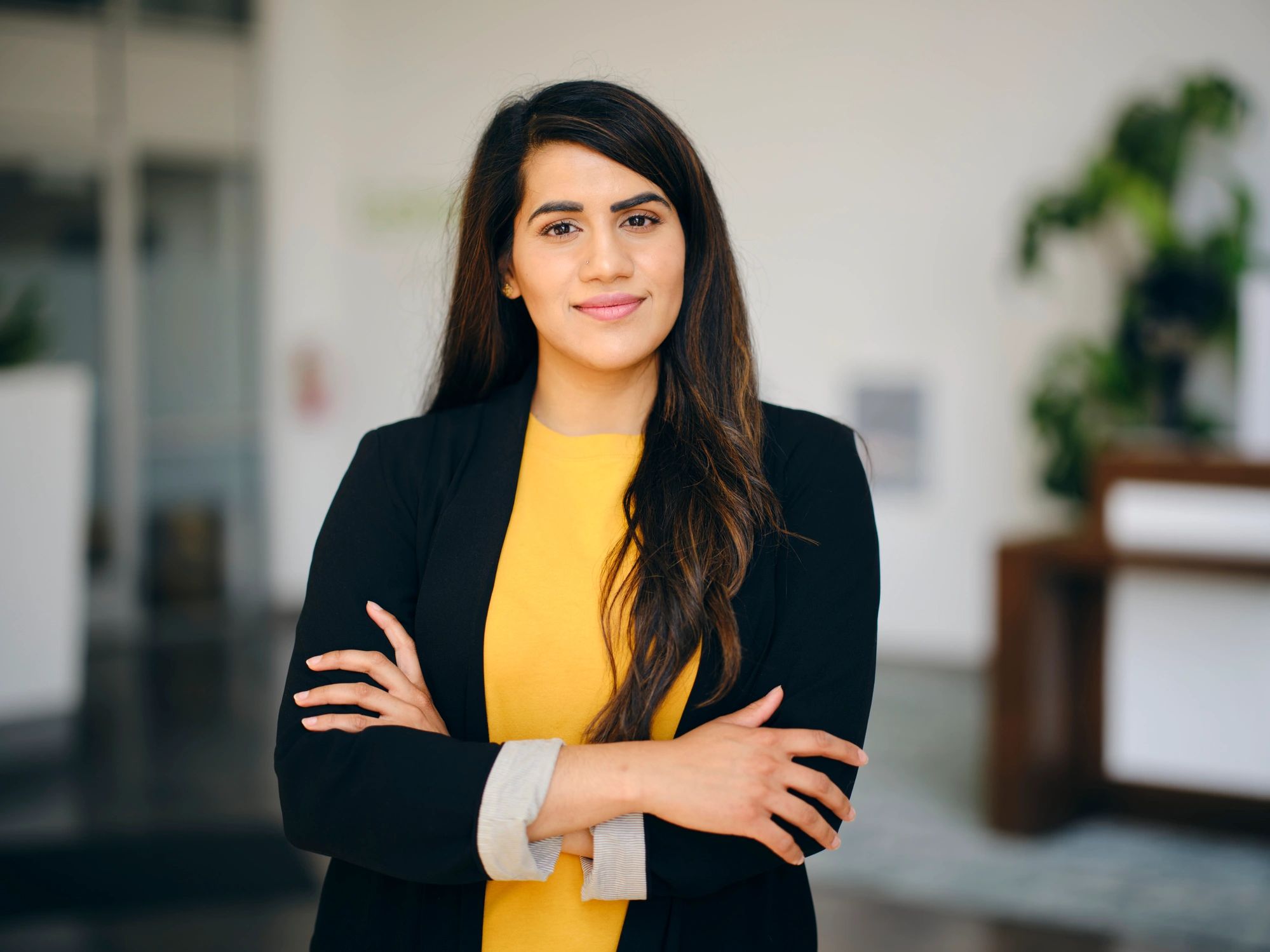 Confident marketing communication consultant in a professional office