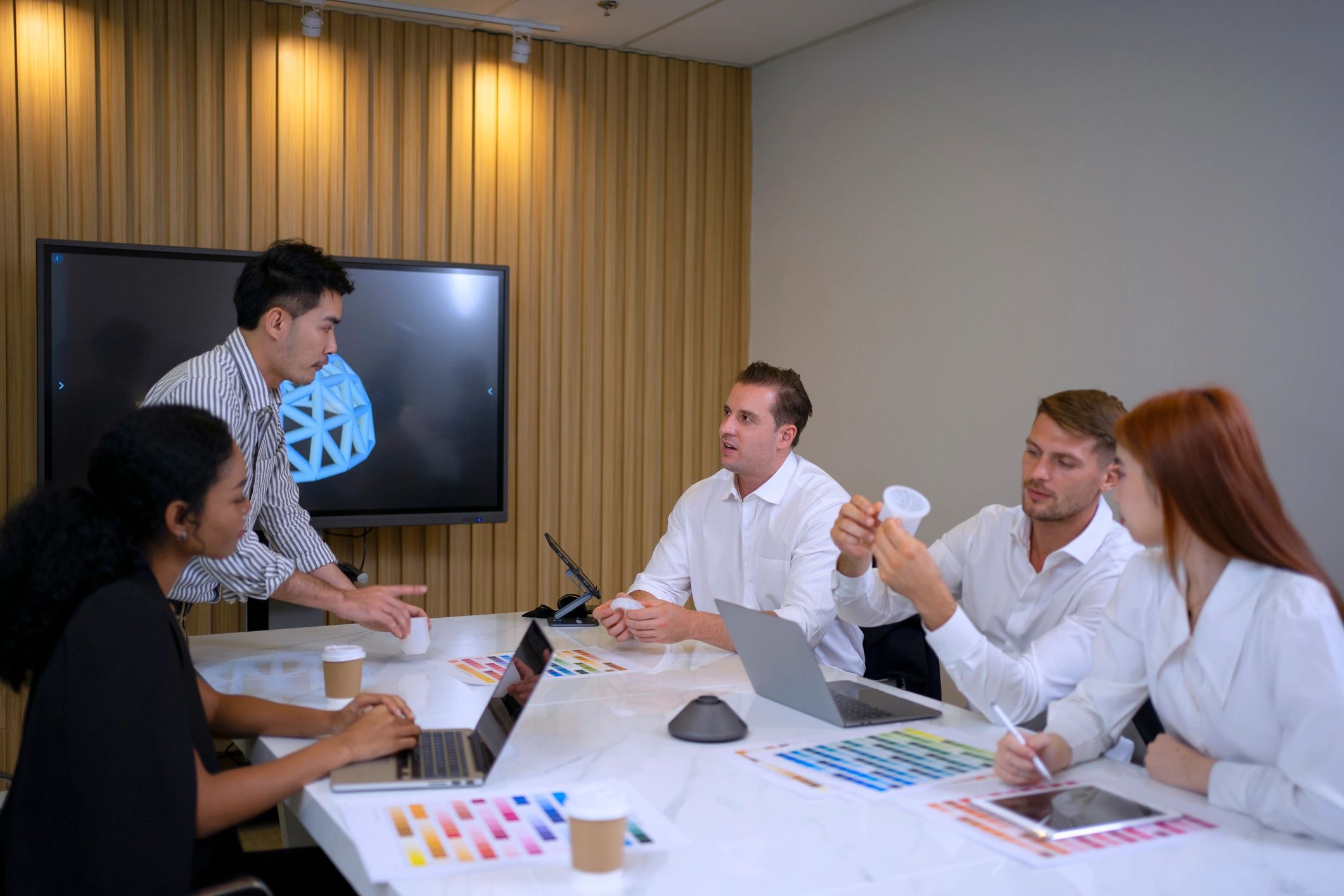 Branding strategy meeting with creative planning materials