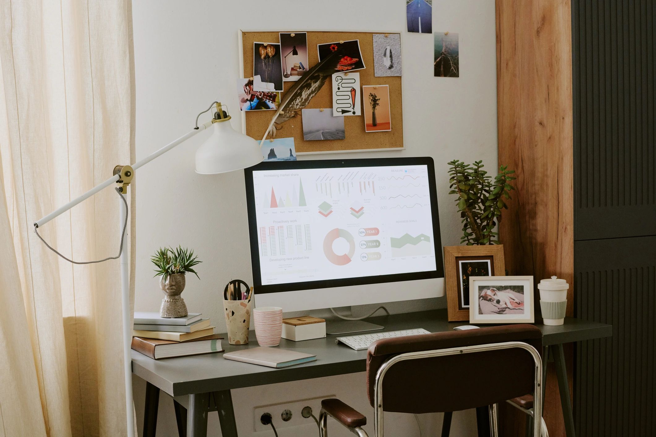 Website and marketing analytics dashboard on a professional workspace
