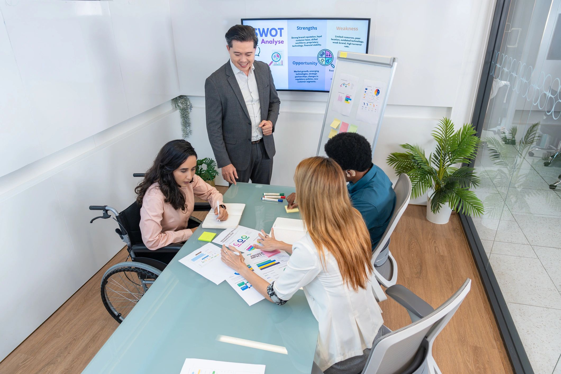 Brand strategy meeting in a modern office